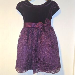 Jona Michelle Velvet and Lace Purple Girls Dress